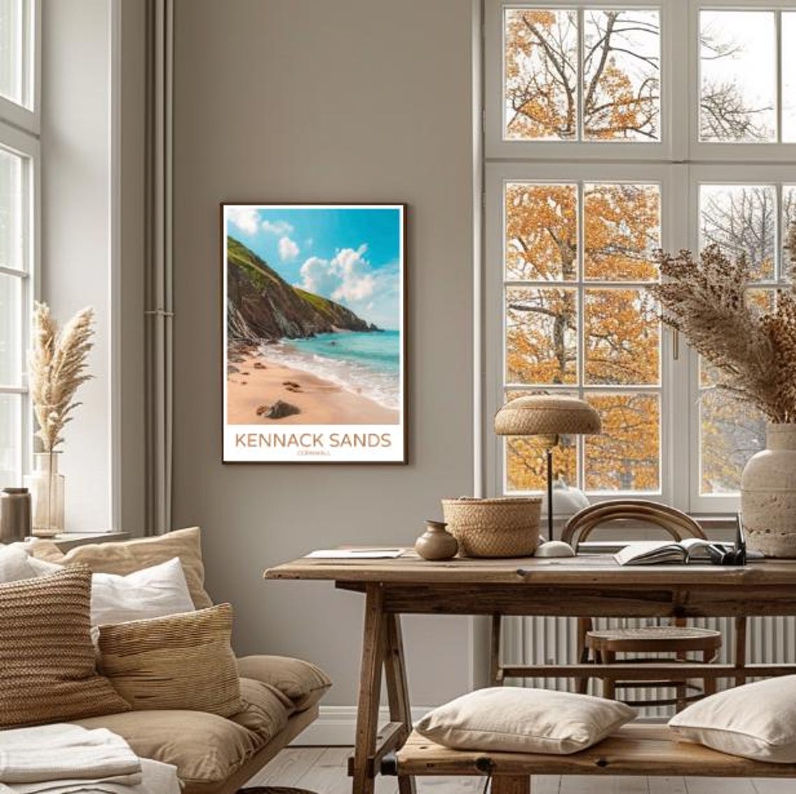 Kennack Sands Cornwall Beach Poster With Cliffs Turquoise Waves - Image 4