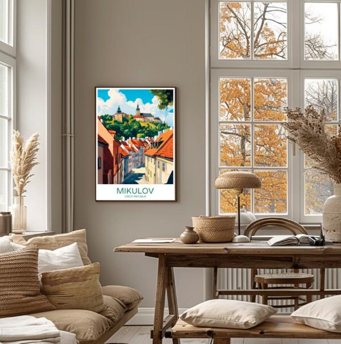 Mikulov Czech Republic Travel Poster with the Castle Above Old Town - Image 4