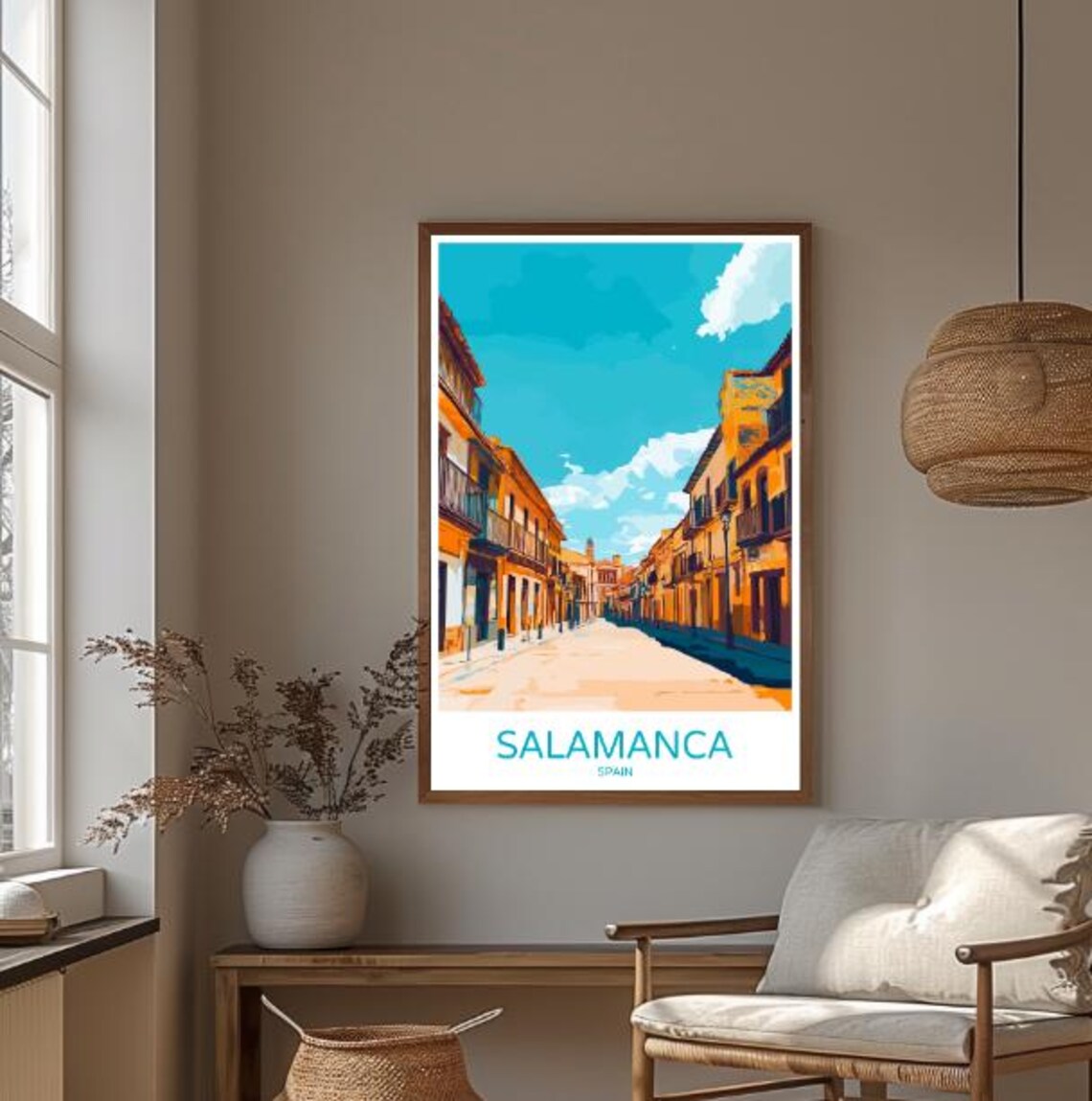 Salamanca Spain Golden Old Town Historic Street Scene Travel Poster - Image 3