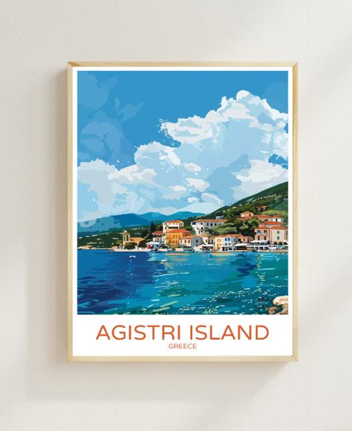 Agistri Island Greece Seaside Village Turquoise Bay Coast Poster