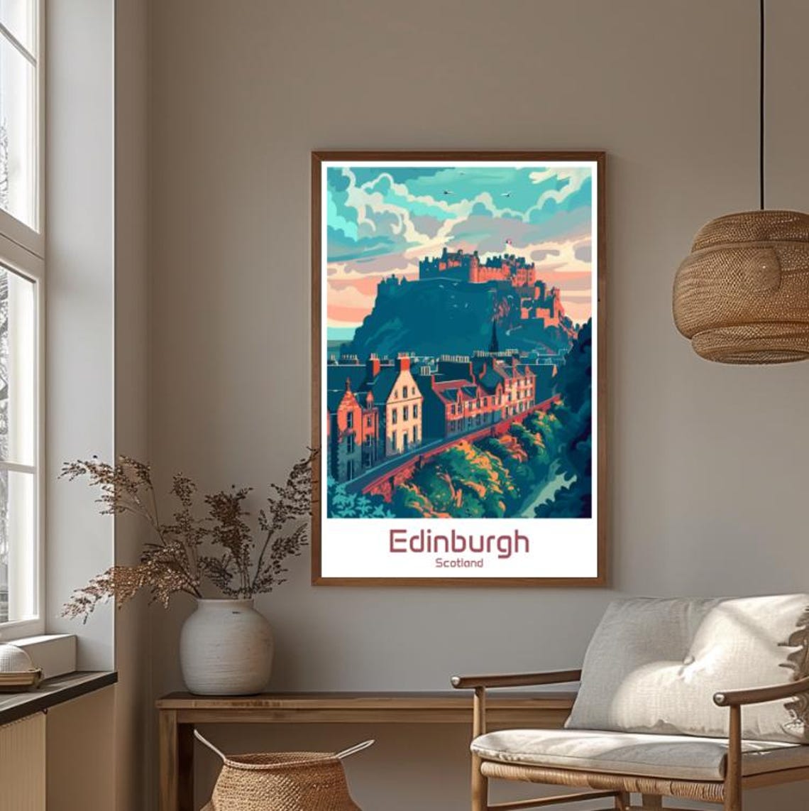 Edinburgh Scotland Castle Rock Old Town Sunset Travel Poster - Image 4