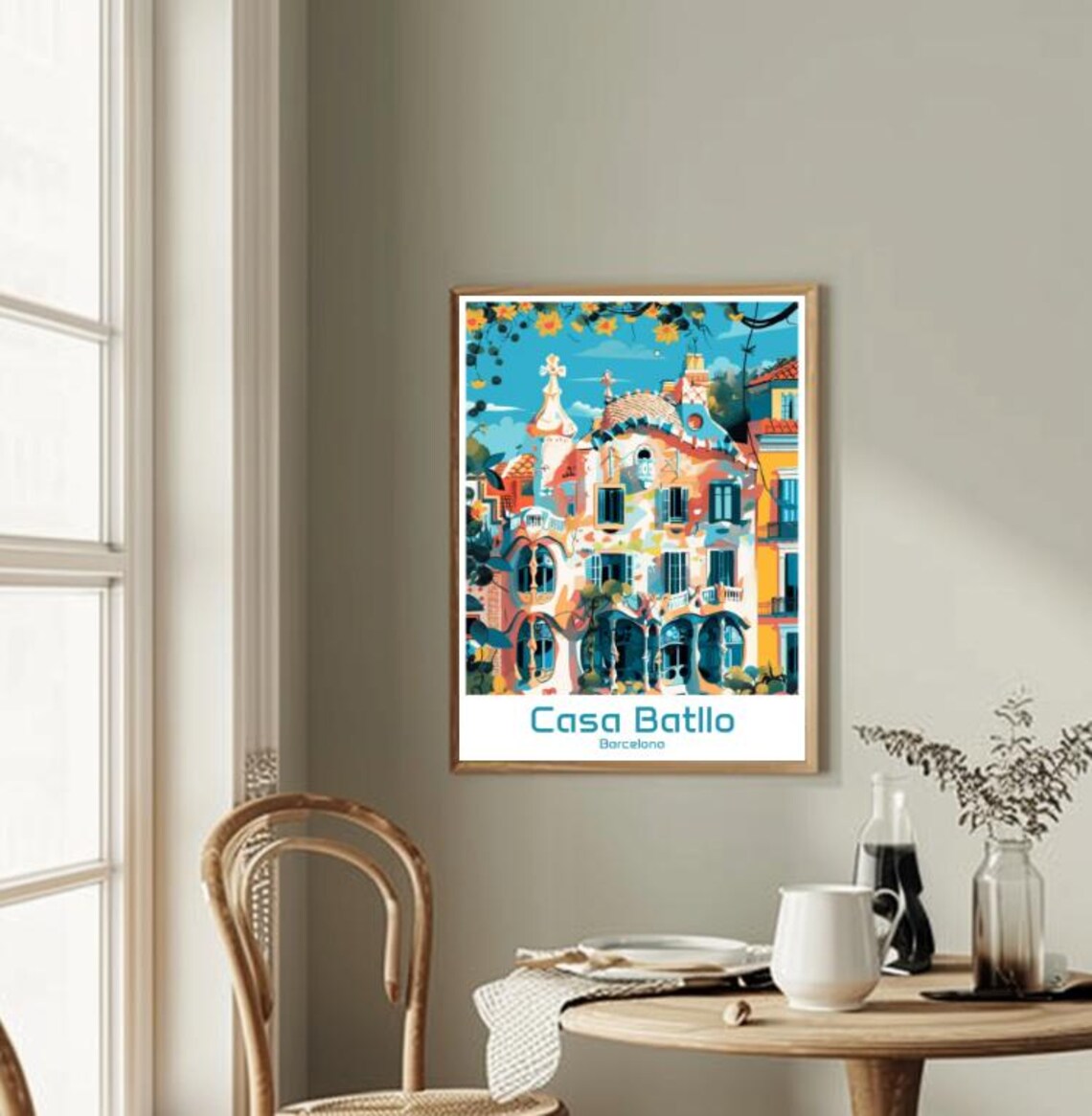 Casa Batllo Barcelona Gaudi Colorful Mosaic Facade Travel Poster - Image 2