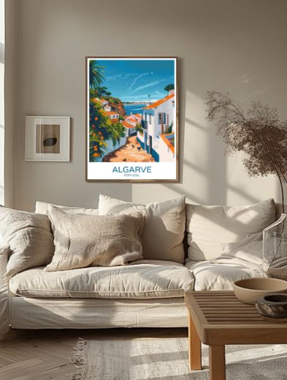 Algarve Portugal White Village Lane Ocean View Coastal Street Poster - Image 2
