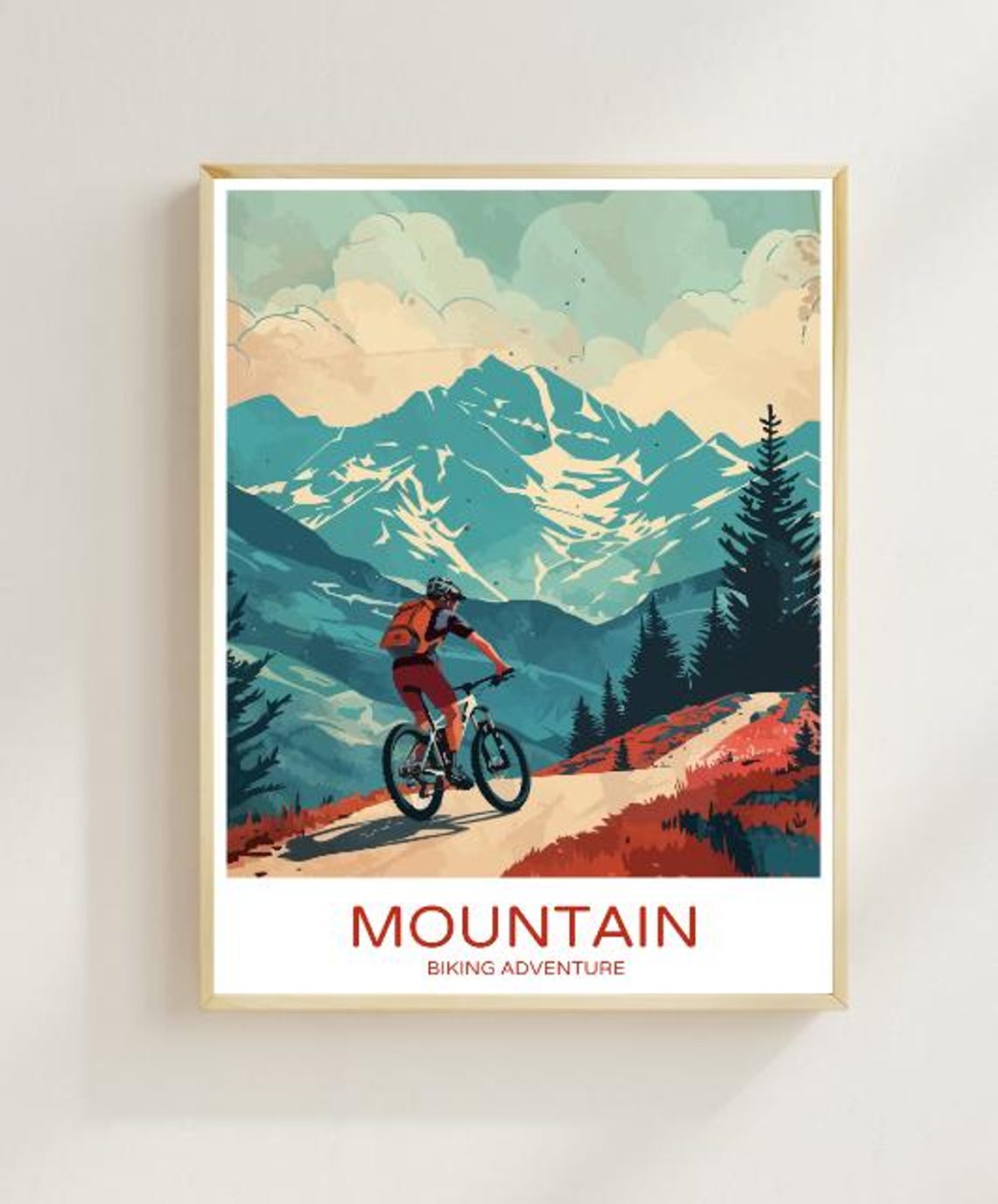 Mountain Biking Adventure Poster Thrilling Wall Art Of Scenic Trails Rugged Landscapes Outdoor Sports Decor Cycling Gift Nature Print