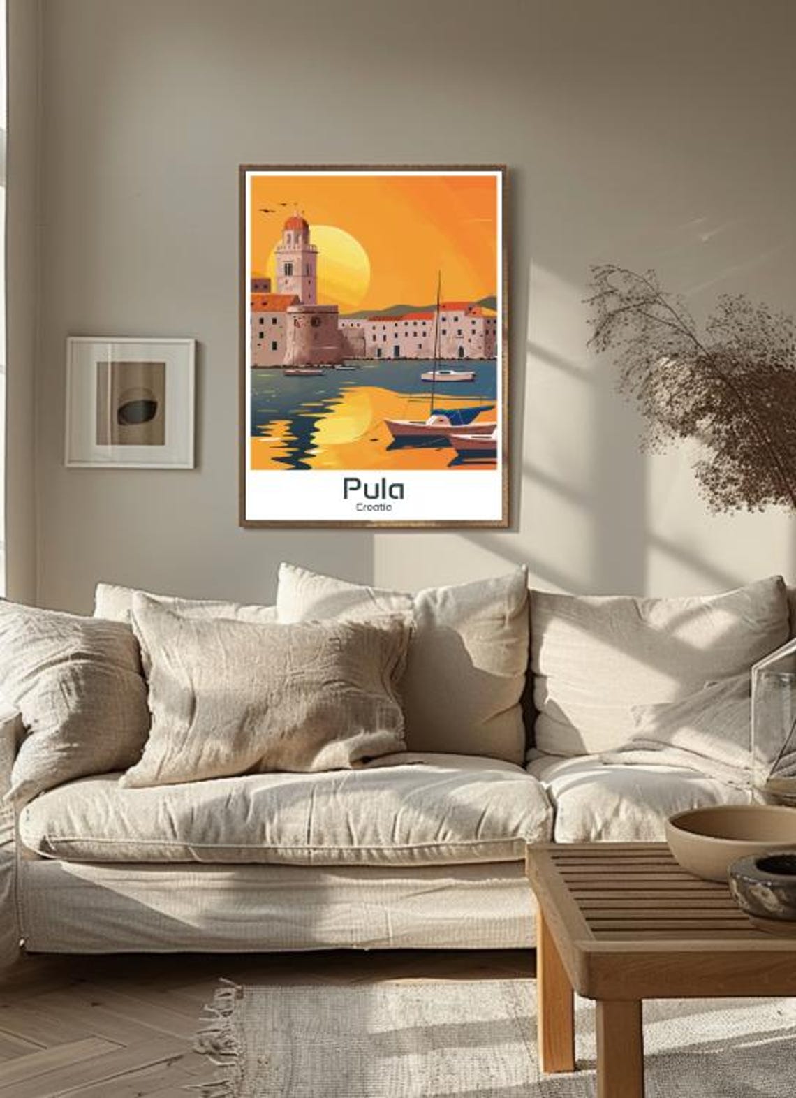 Pula Croatia Sunset Harbor Bell Tower And Sailboats Bay Poster - Image 3