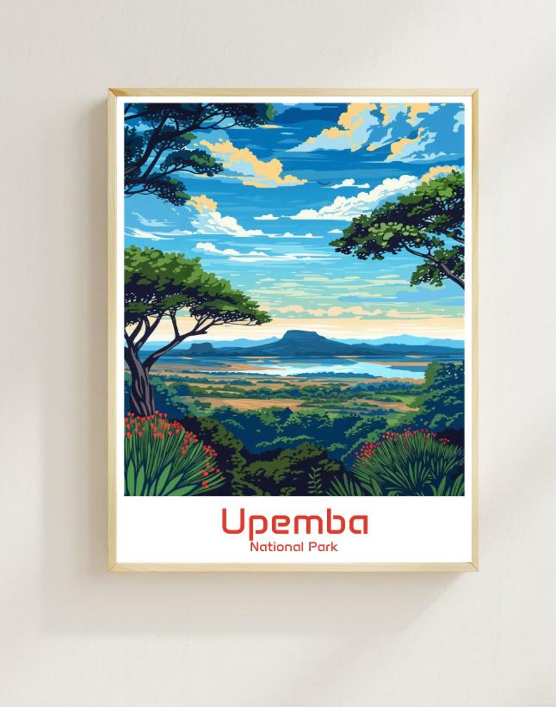 Upemba National Park Congo Savanna Lake Panorama Travel Poster