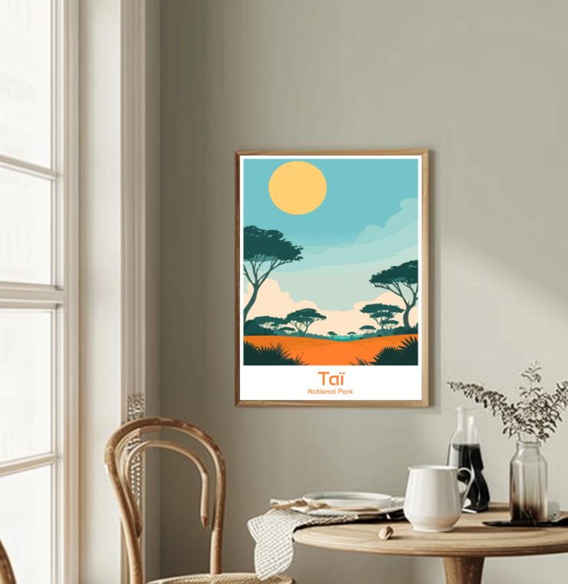 Taï National Park African Savanna Acacia Trees Sunset Art Poster - Image 2