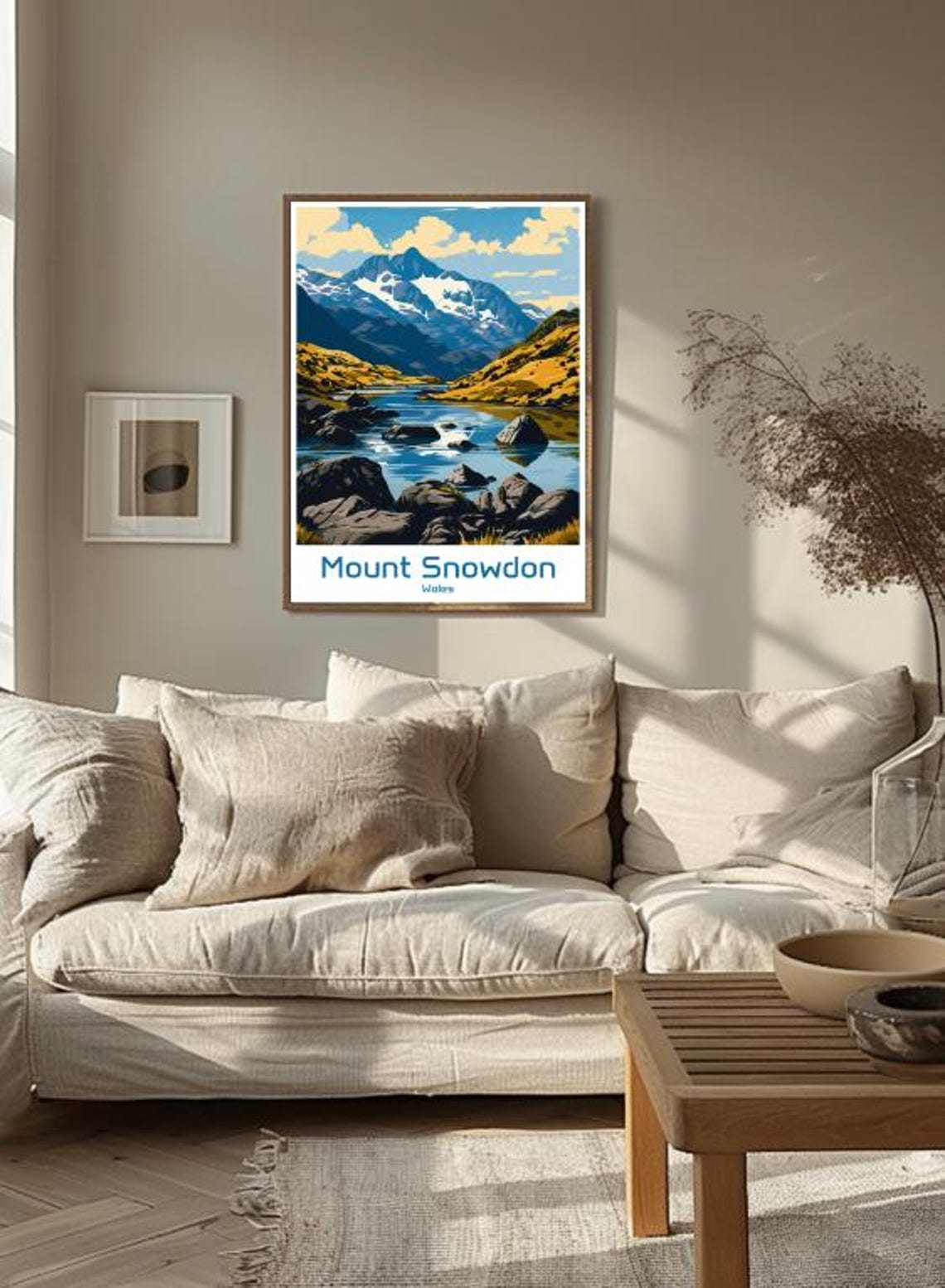Mount Snowdon Wales Snowcapped Peak and Lake Vintage Travel Poster - Image 3