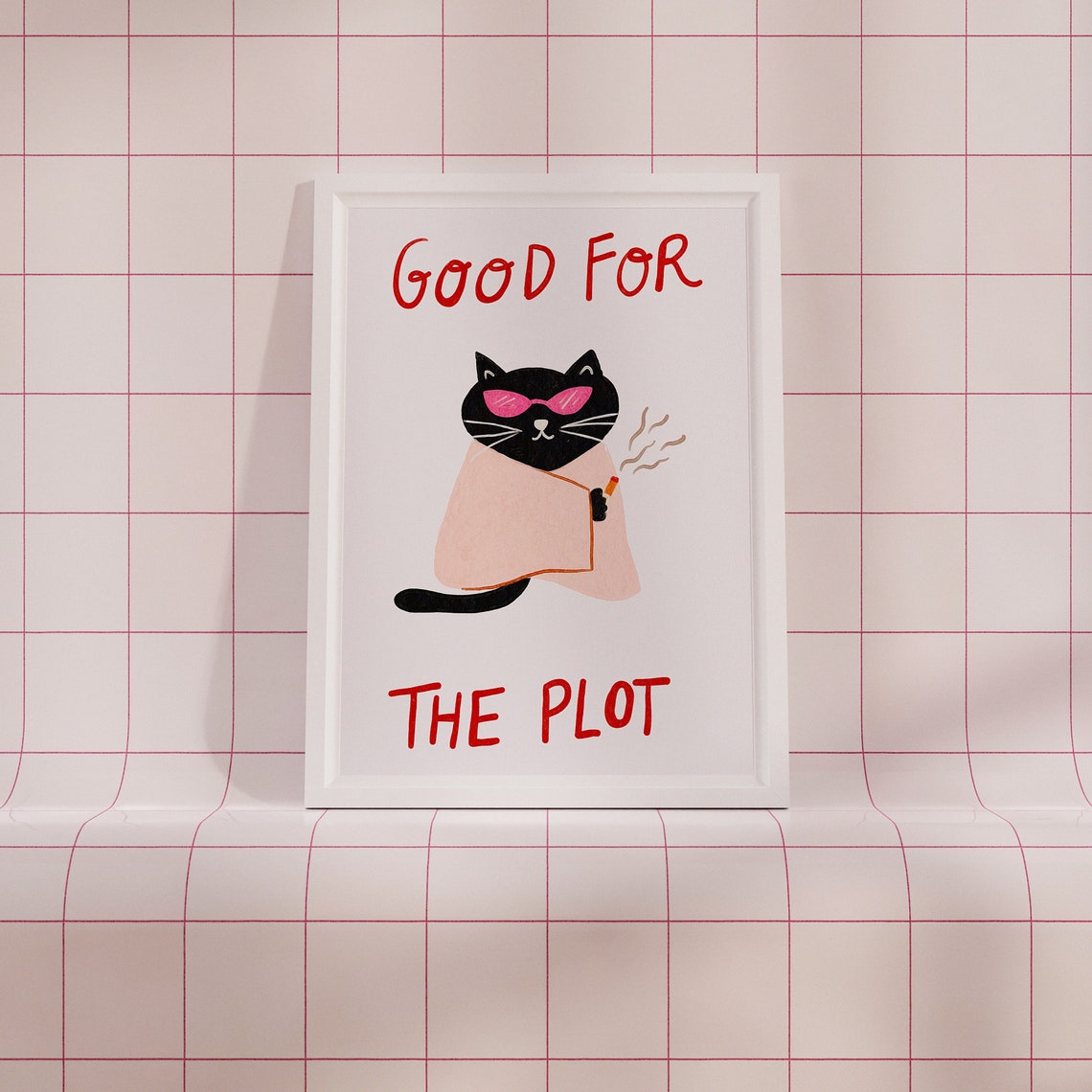 Good For The Plot Funny Black Cat Pink Sunglasses Blanket Quote Poster