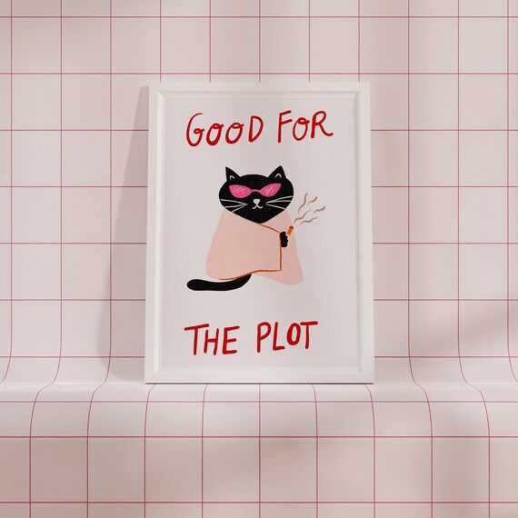 Good For The Plot Funny Black Cat Pink Sunglasses Blanket Quote Poster