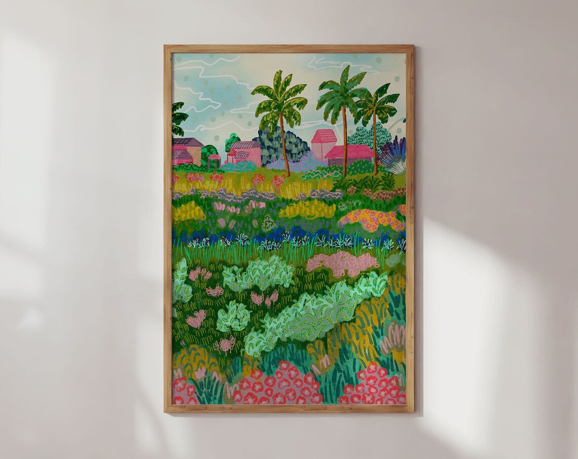 Paddy Ricefield Abstract Scenery Art Print