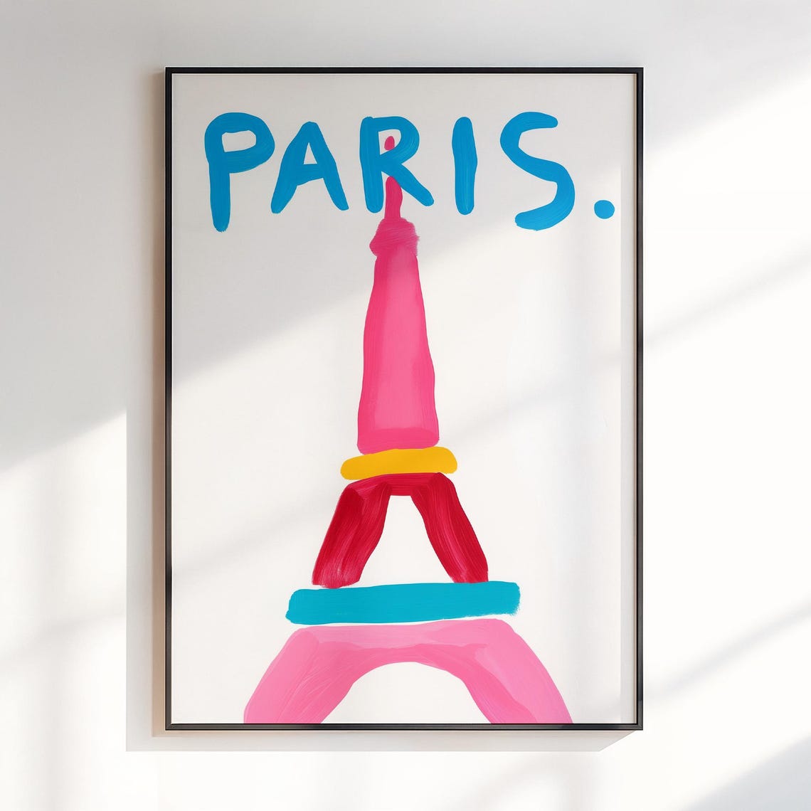 Paris Eiffel Tower Colorful Playful French City Travel Art Poster
