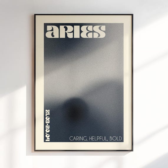 Aries Gradient Aura Wall Art Zodiac Print Astrology Gifts