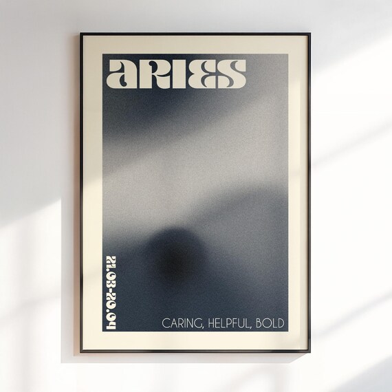 Aries Zodiac Sign Smoky Gradient Aura Caring Helpful Bold Poster