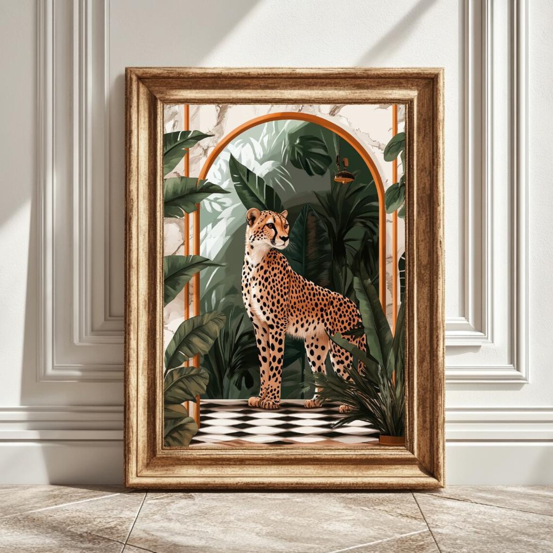 Matisse Style Cheetah Illustration, Wildlife Art Print