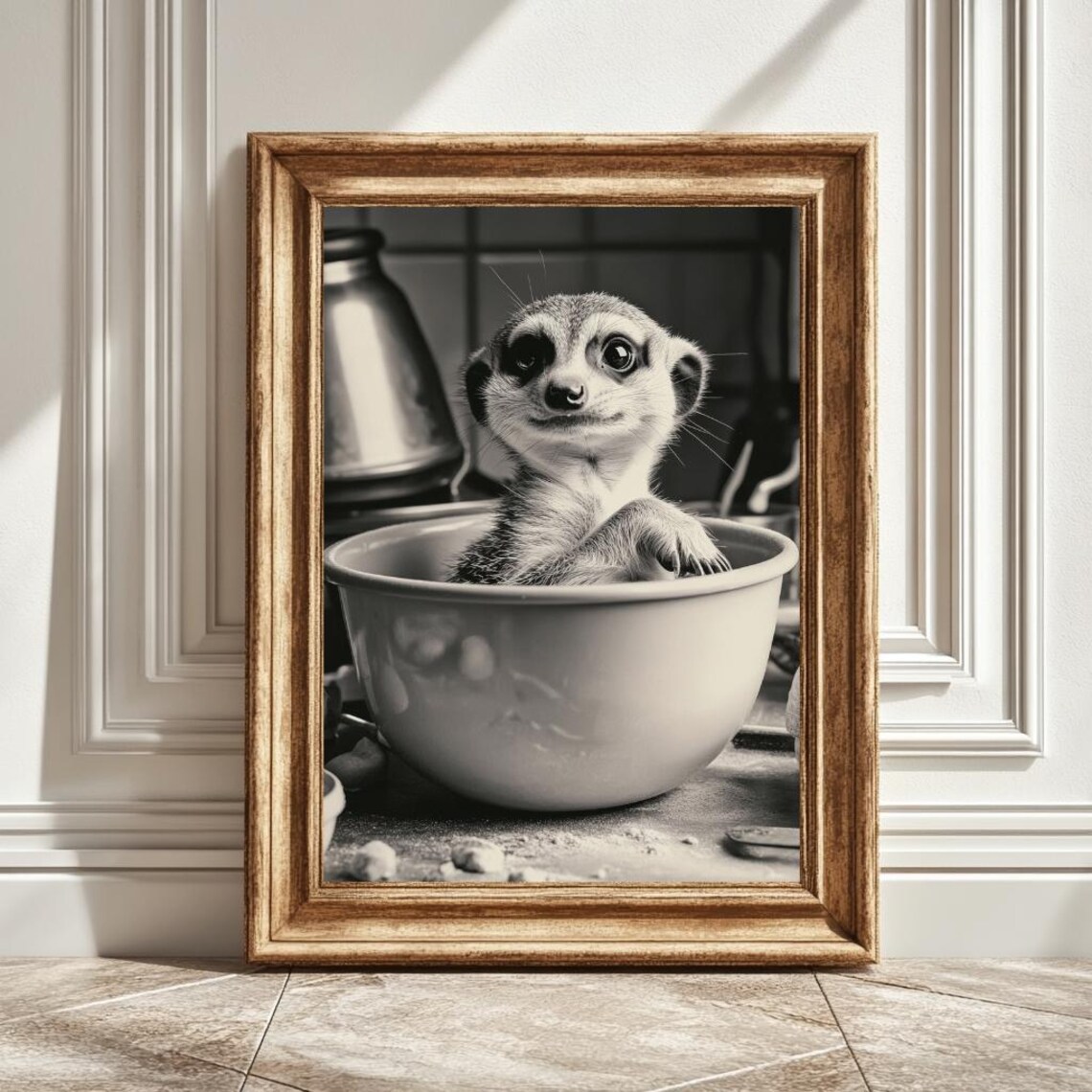 Kitchen Meerkat Art Print, Cute Animal Decor