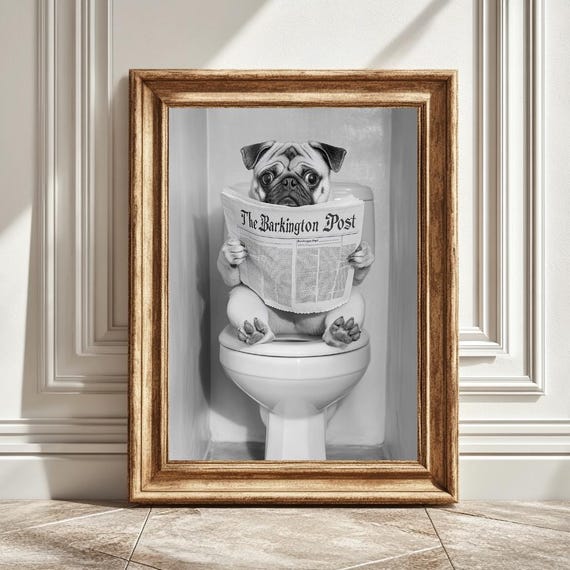 Pug Print, Funny Bathroom Decor