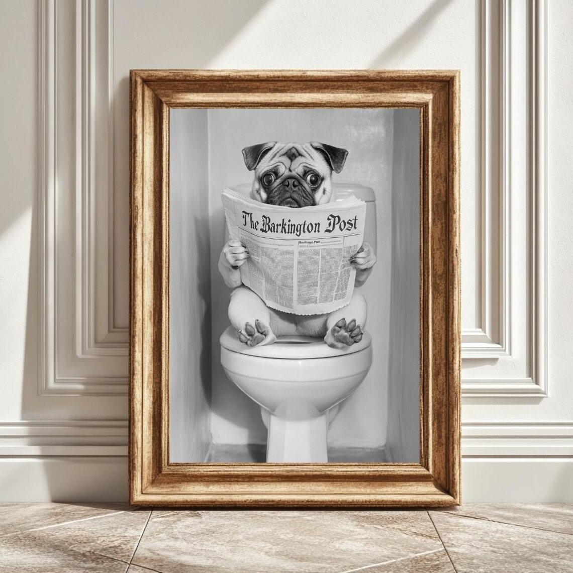 Pug Print, Funny Bathroom Decor