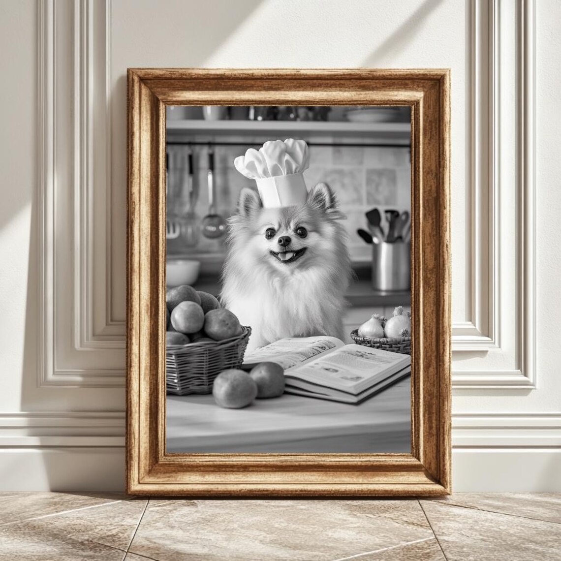 Pomeranian Chef Hat Kitchen Wall Decor Art Print