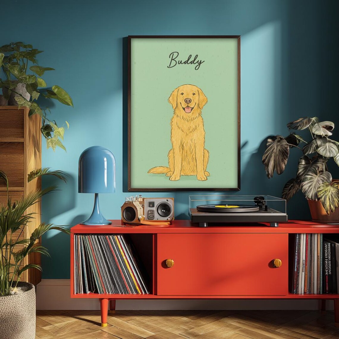 Frost and Bailey Custom Pet Portrait Dog and Cat Duo Beige Wall Art - Image 3