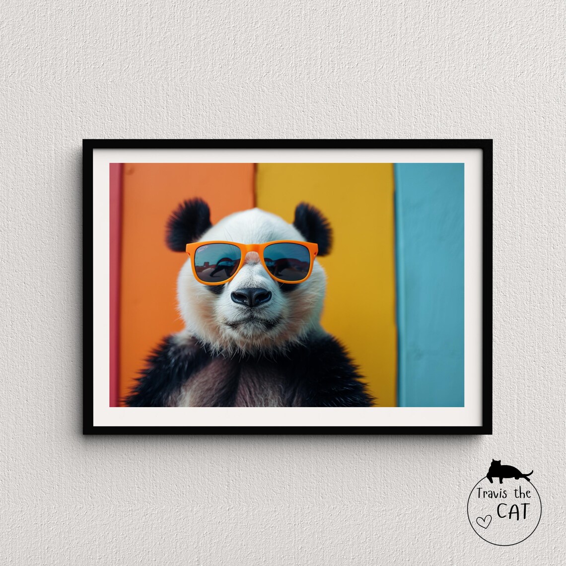 Baby Panda in Orange Sunglasses on Colorful Pop Art Animal Poster