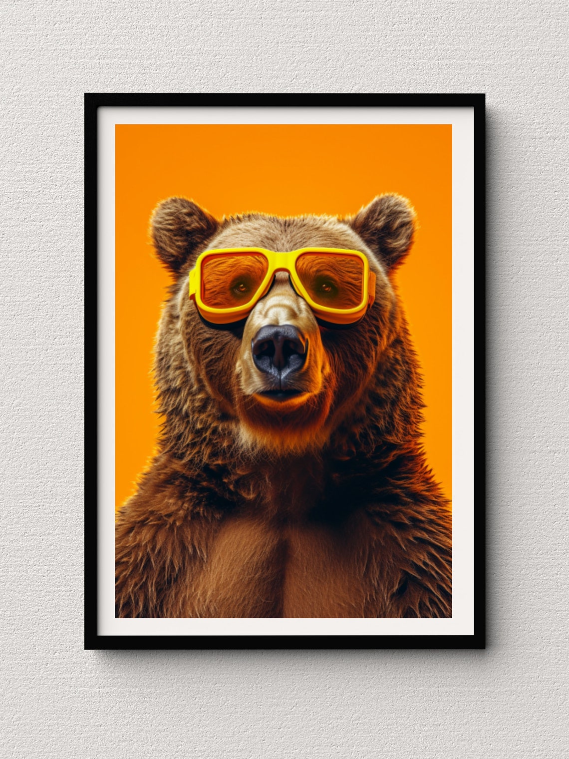 Tiger Wearing Pink Sunglasses Holding Coffee Cup Bold Orange Poster - Image 2