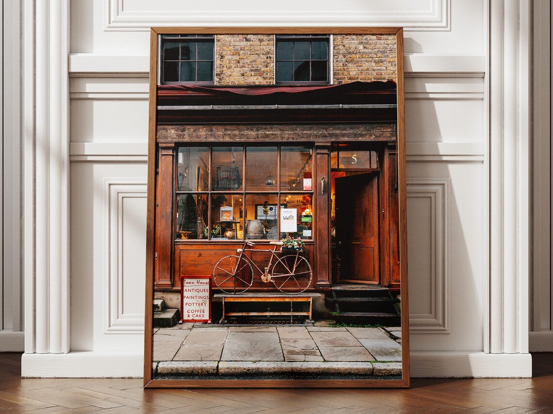 Town House Antiques Shop Vintage Bicycle Storefront Photo Poster