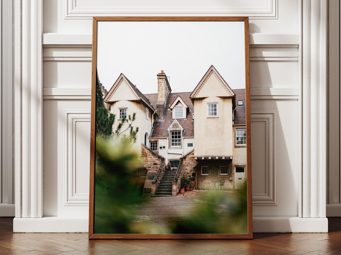 Edinburgh Old Town Stone House Stairs Historic Photography Poster