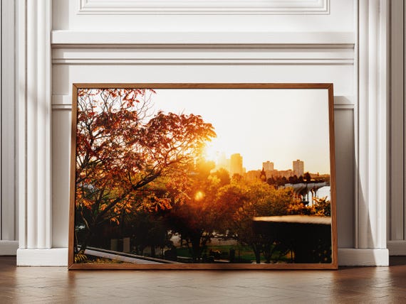 Manhattan High Line Autumn Sunset Photography Print Golden Hour Nyc Wall Art