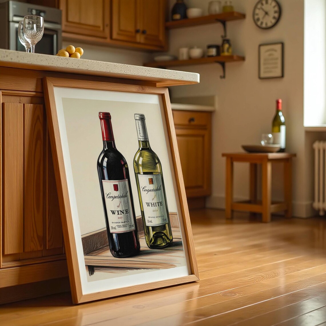 Kitchen Design Realistic Red White Wine Painting - Image 2