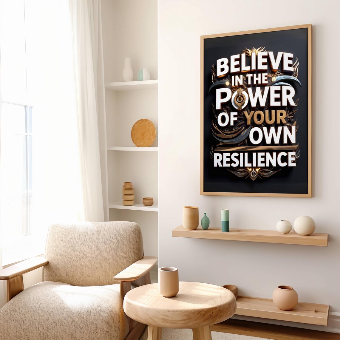 Believe in the Power of Your Own Resilience Gold Quote Poster - Image 3