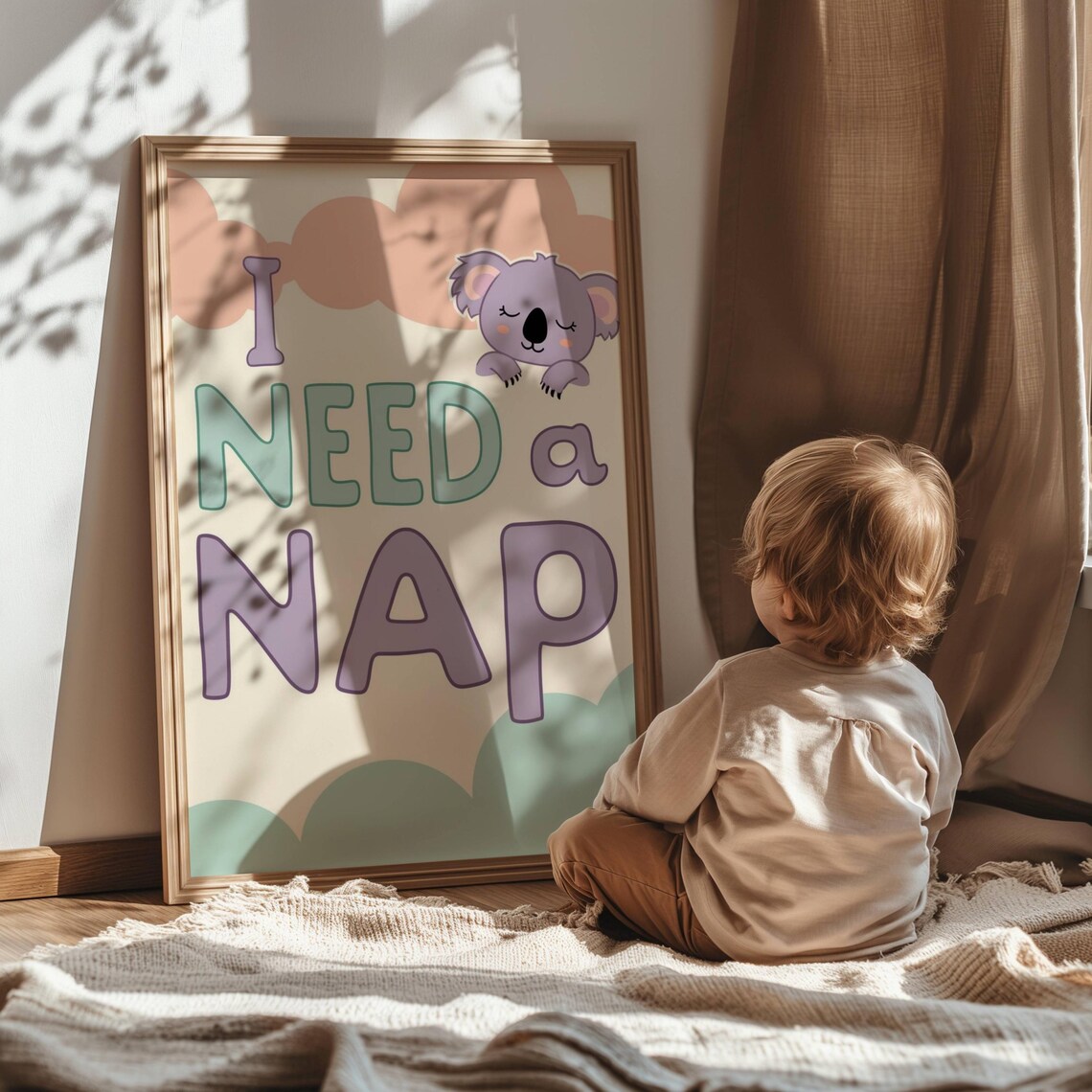 I Need A Nap Sleepy Koala Pastel Nursery Kids Room Decor Poster - Image 3