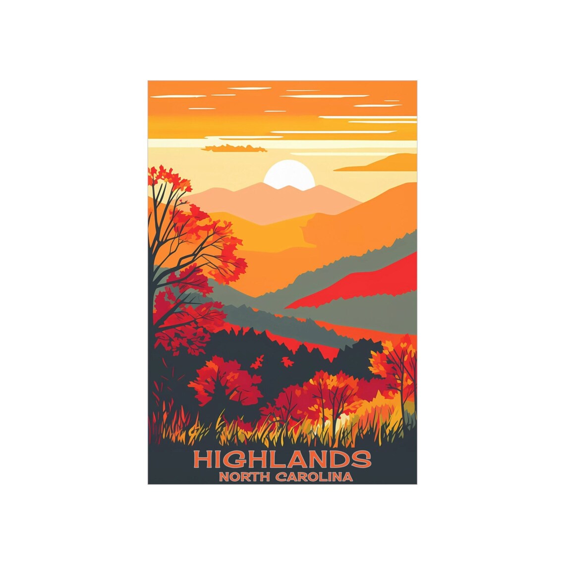 Highlands, North Carolina Vintage Travel Poster