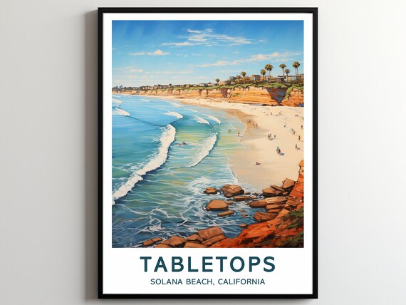 Tabletops Travel Print Wall Art Tabletops Surf Poster Tabletops Surfing Print Solana Beach Art Poster