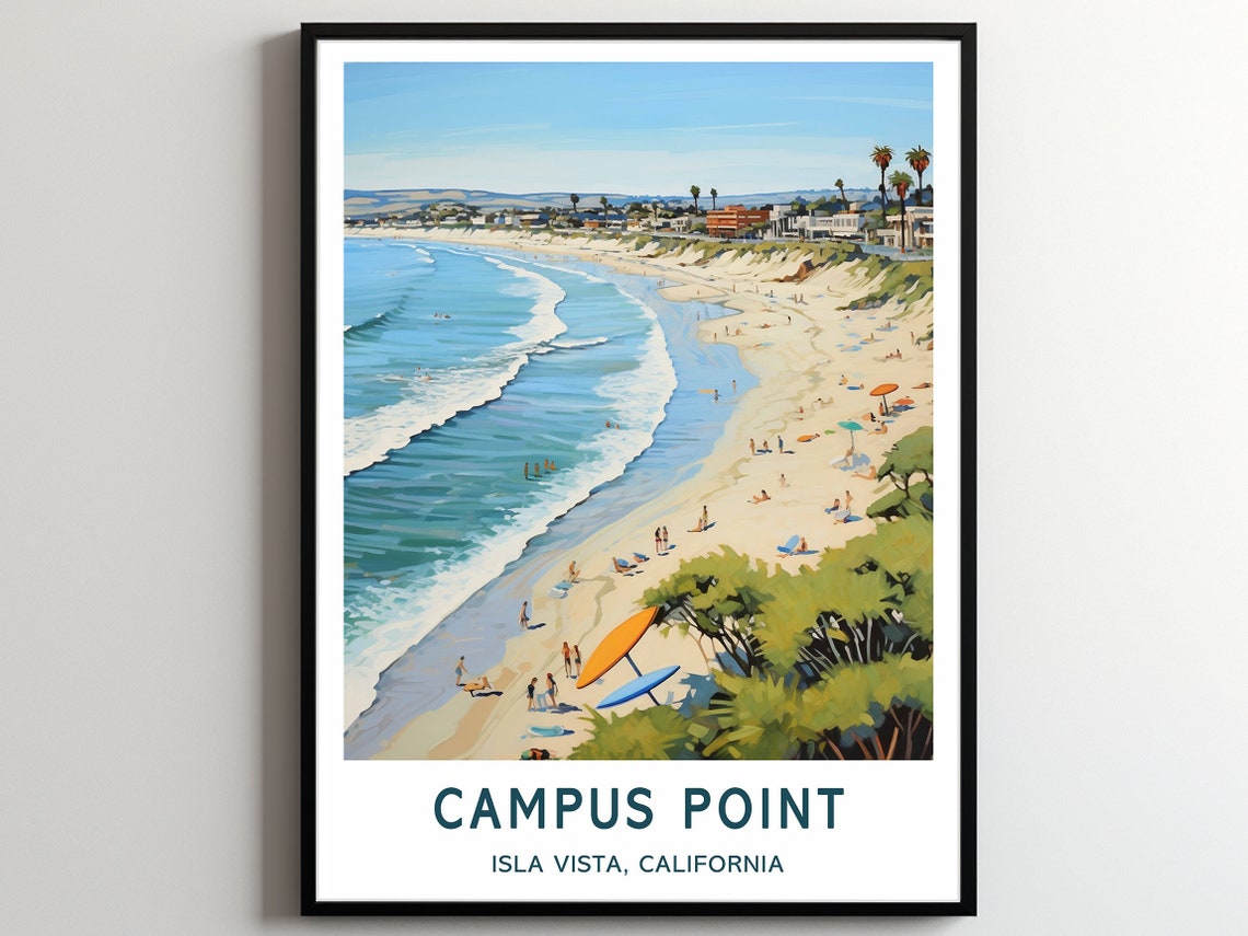 Campus Point Isla Vista California Surf Beach Travel Art Poster