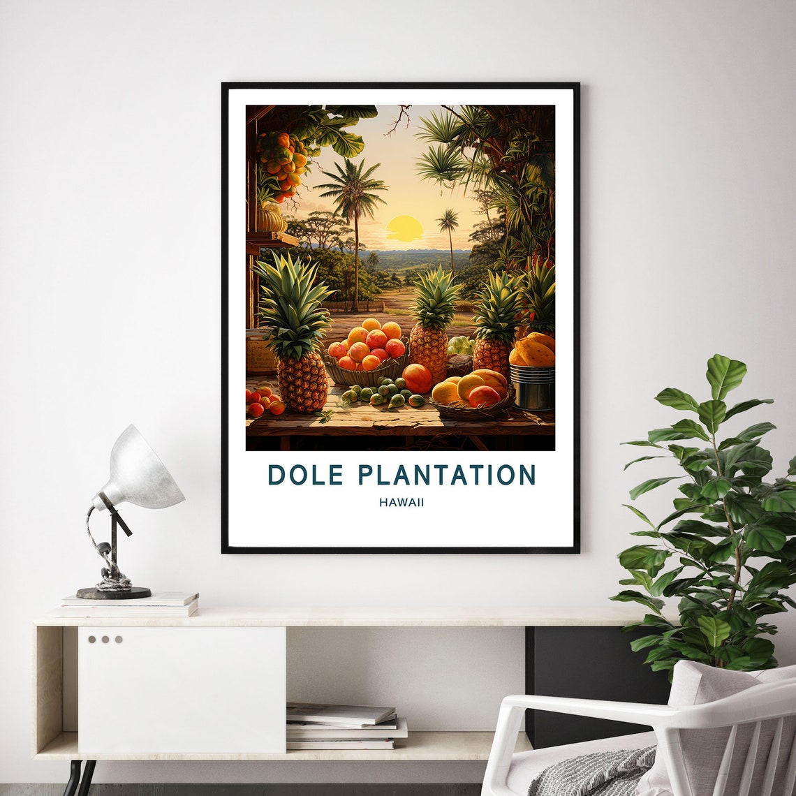 Dole Plantation Hawaii Pineapple Tropical Fruit Vintage Travel Poster - Image 3