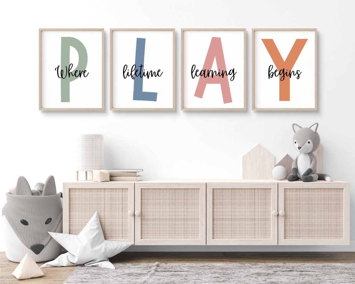 Where Letter P Initial Sage Green Script Nursery Kids Poster - Image 3