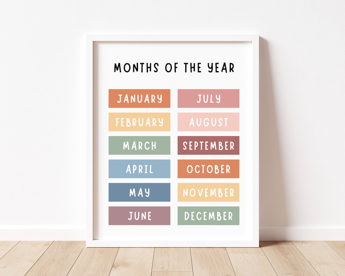 Months of the Year Educational Posters, Classroom Art Print - Image 2
