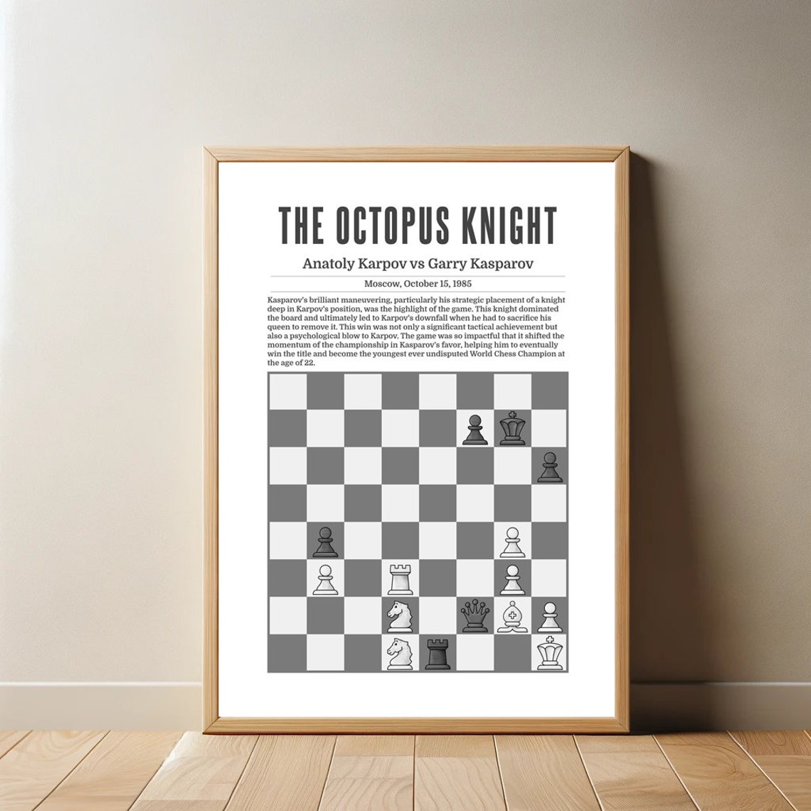 The Octopus Knight Karpov Vs Kasparov 1985 Moscow Chess Poster