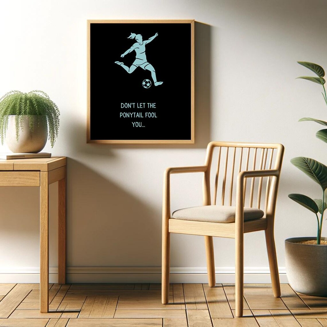 Dont Let The Ponytail Fool You Girls Soccer Silhouette Sport Poster - Image 2