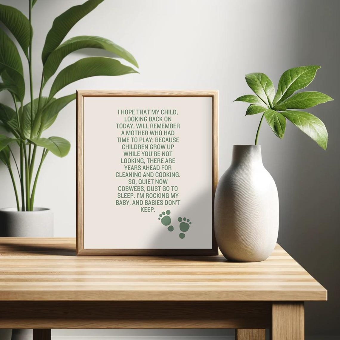 Babies Dont Keep Poem Mother Baby Footprints Nursery Decor Poster