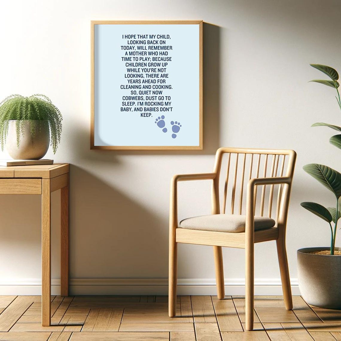 Babies Dont Keep Poem New Mom Gift Navy Minimalist Motherhood Poster - Image 2
