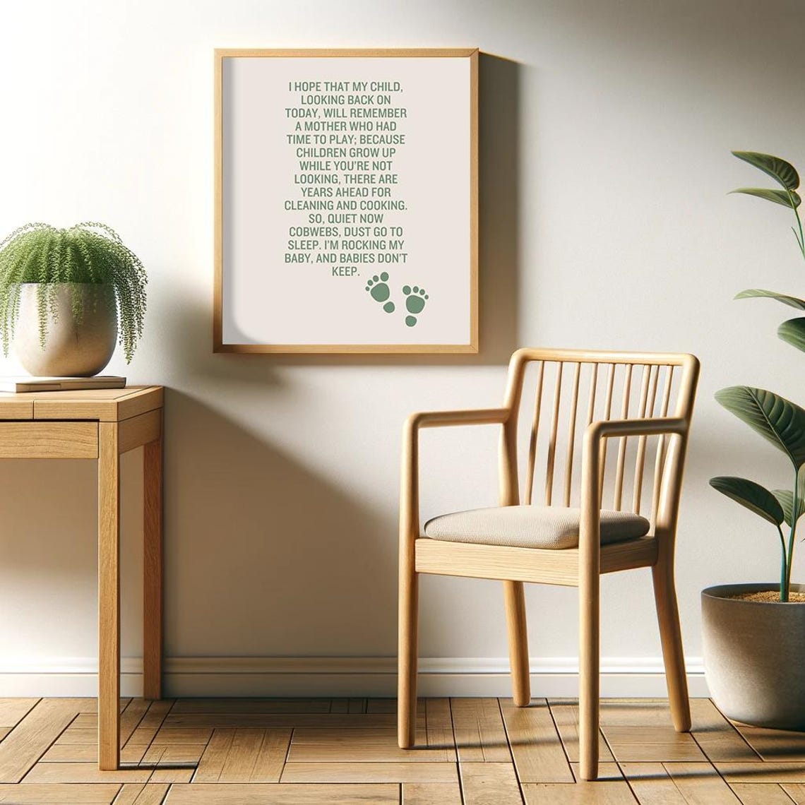 Babies Dont Keep Poem Mother Baby Footprints Nursery Decor Poster - Image 2