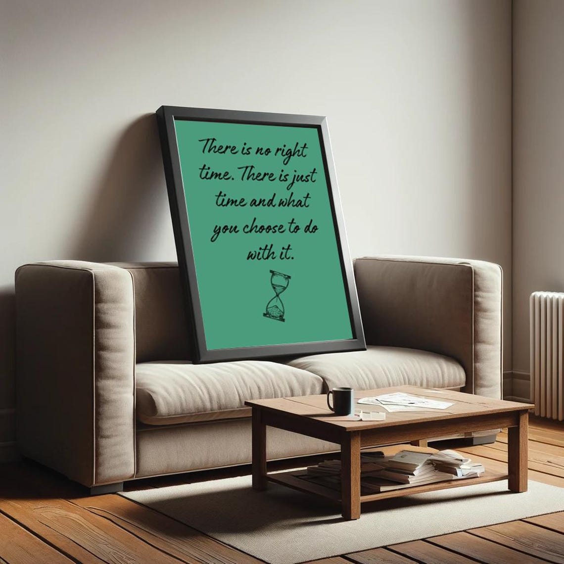 There Is No Right Time Hourglass Inspirational Quote Wall Poster
