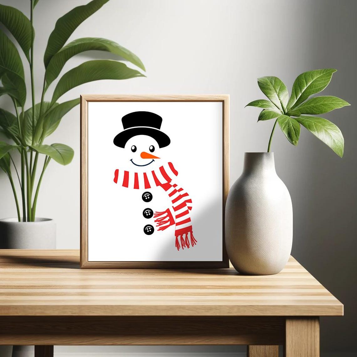 Smiling Snowman With Top Hat And Red Scarf Christmas Holiday Poster - Image 2
