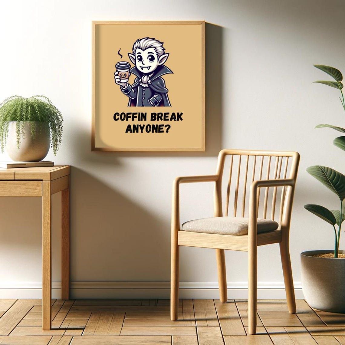 Coffin Break Anyone Cute Vampire Poster Retro Poster For Kitchens Cafes Coffee Shops - Image 2
