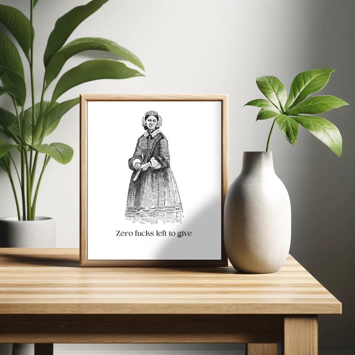 Zero Fucks Left To Give Funny Poster Sarcastic Wall Art Vintage Humor Decor