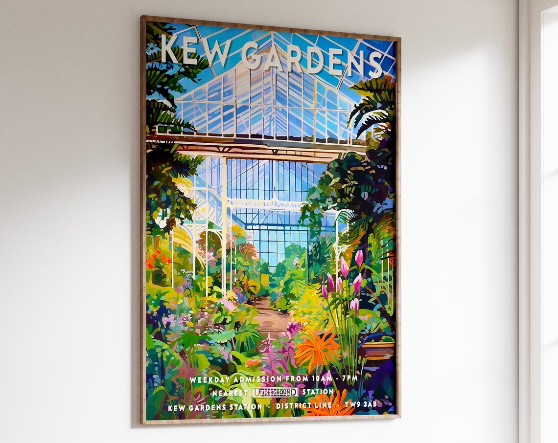 Kew Gardens London Victorian Glasshouse Floral Jungle Poster