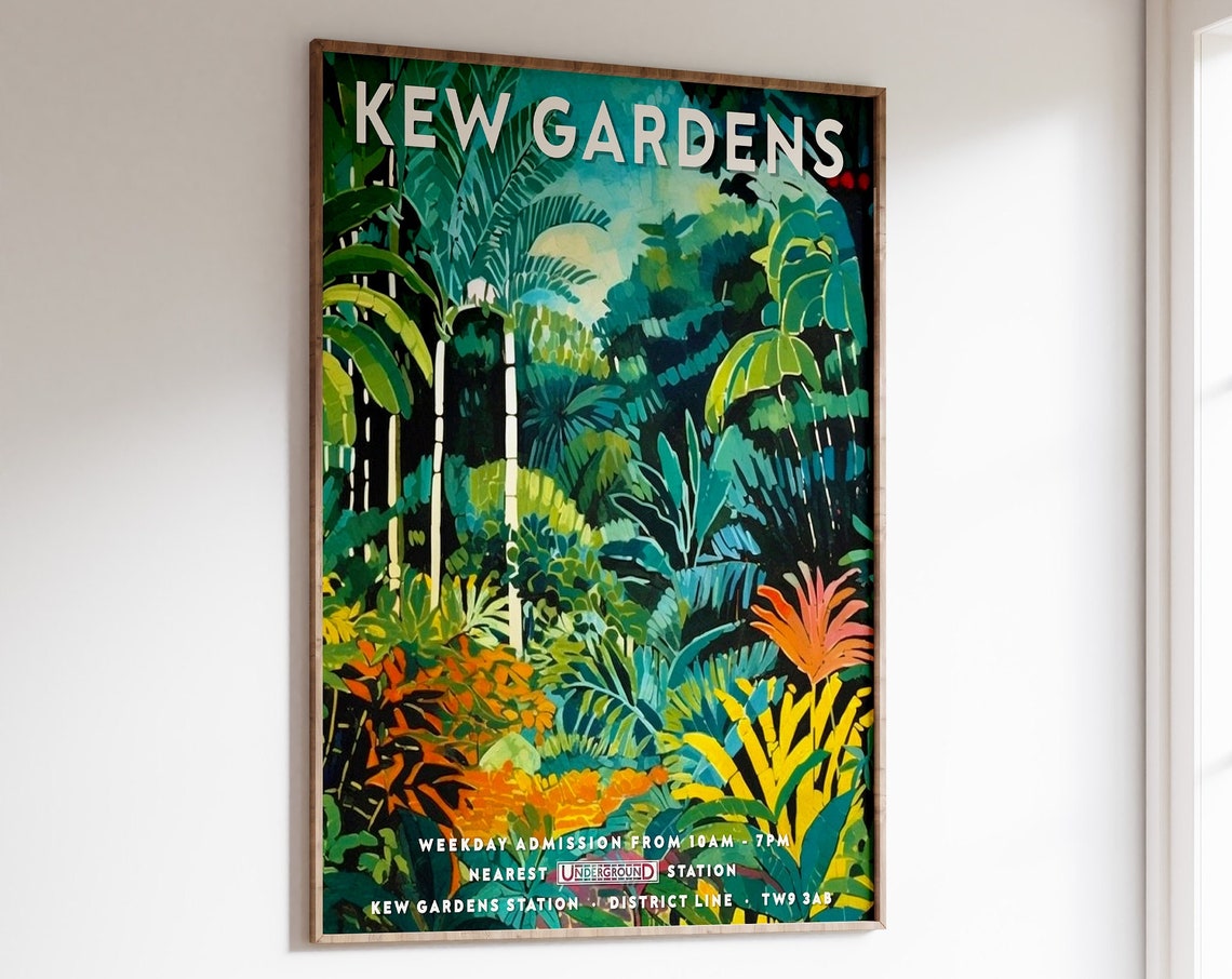 Kew Gardens London Tropical Palm Jungle District Line Poster