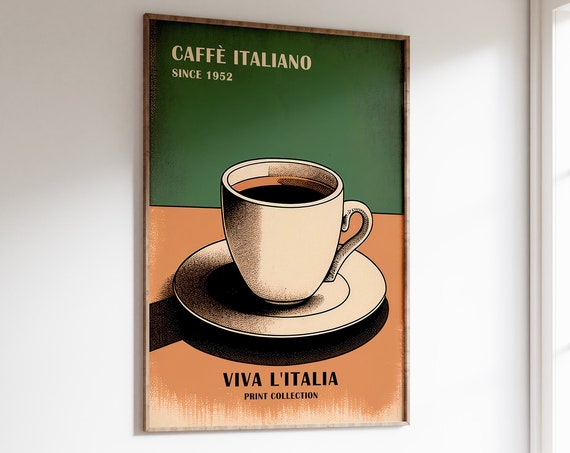 Italian Coffee Poster Coffee Illustration Print Kitchen Decor Vintage Coffee Print Italian Travel Decor Vintage Illustrations Gift